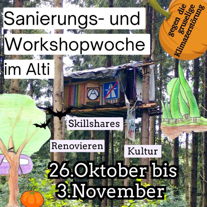 Ankündigung der Sanierungs- und Workshopwoche im Alti von 26. Oktober bis 3. November